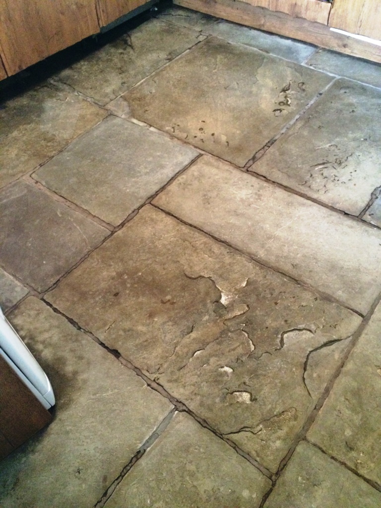 Flagstone Tiled Floor Before Cleaning in Ambleside