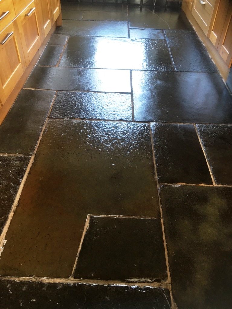 Flagstone Floor Grange Over Sands After Cleaning