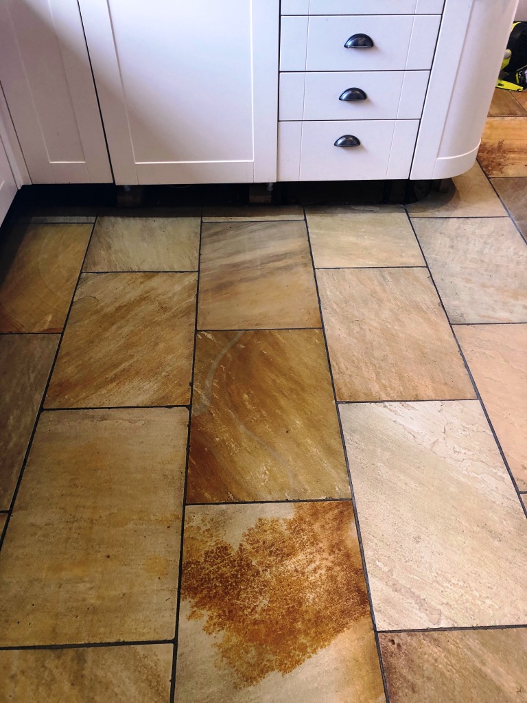 Indian Sandstone Kitchen Floor After Cleaning Grange-Over-Sands