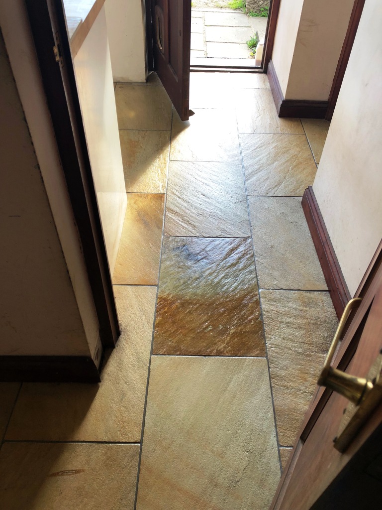 Indian Sandstone Kitchen Floor After Cleaning Grange-Over-Sands