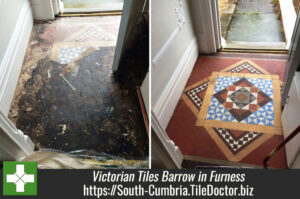 Bitumen removed from Victorian Tiles in Barrow in Furness