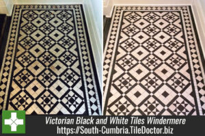 Victorian Black and White Tiles Cleaned and Sealed in Windermere