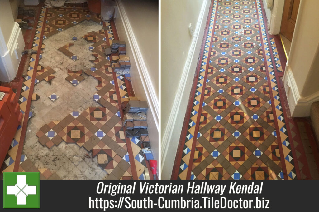 Original Victorian Hallway with Loose Tiles Restored in Kendal