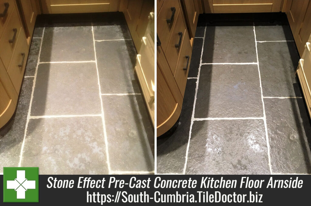 Stone Effect Pre-Cast Concrete Kitchen Flooring Deep Cleaned in Arnside