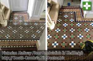 Geometric Victorian Hallway Tiled Floor Before After Renovation Sedbergh