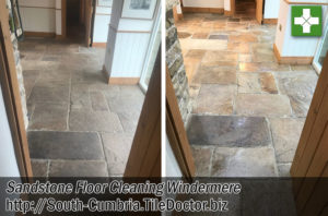 Sandstone Floor Before After Clean Seal Windermere