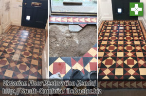 Victorian Tiled Entrance Floor Before and After Restoration in Prizet Kendal