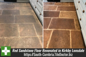 Red Sandstone Kitchen Floor Flagstones Before After Renovation Kirkby Lonsdale