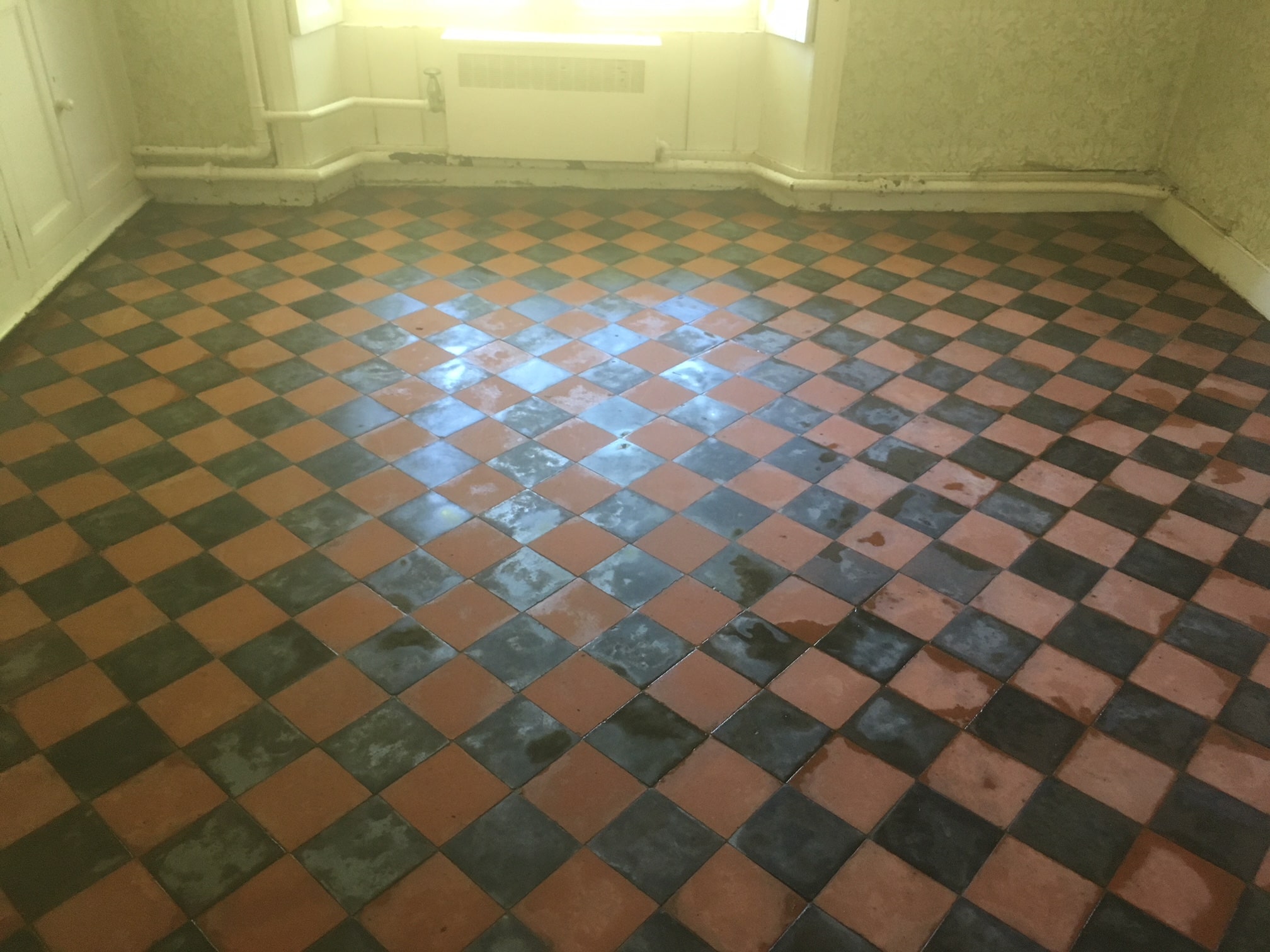 Classic Red Black Victorian Period Floor After Cleaning Beetham