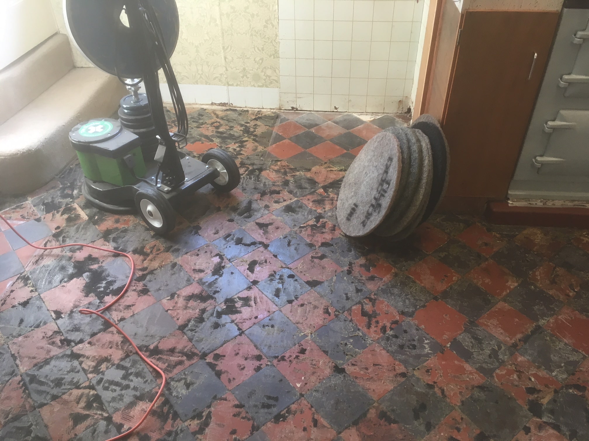 Classic Red Black Victorian Period Floor During Restoration Beetham