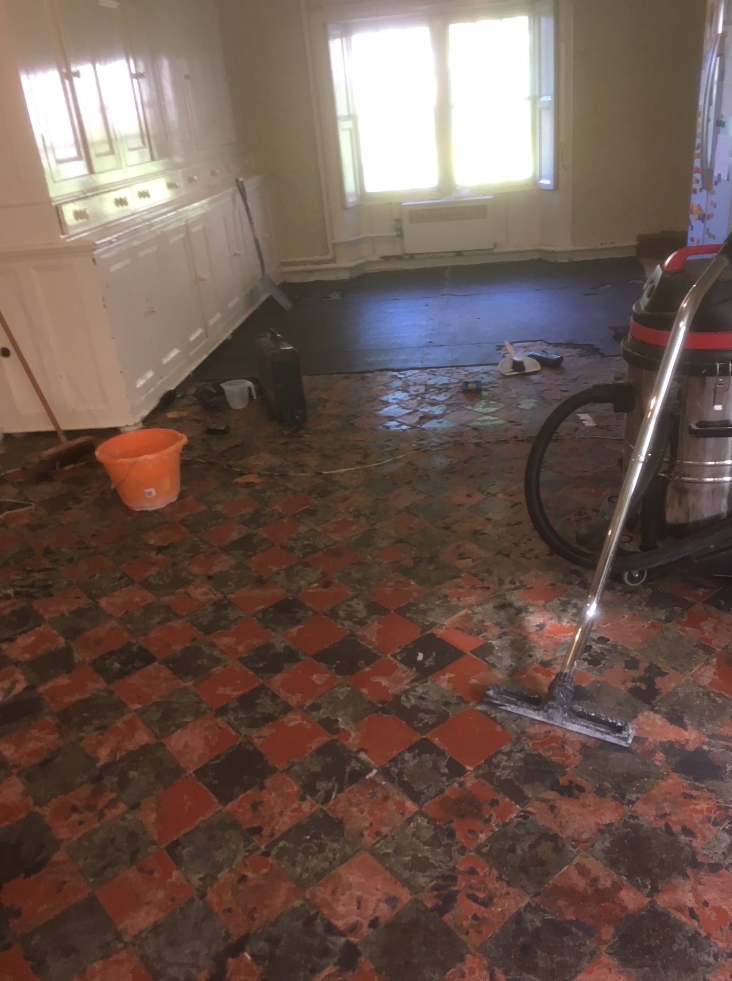 Classic Red Black Victorian Period Floor During Restoration Beetham