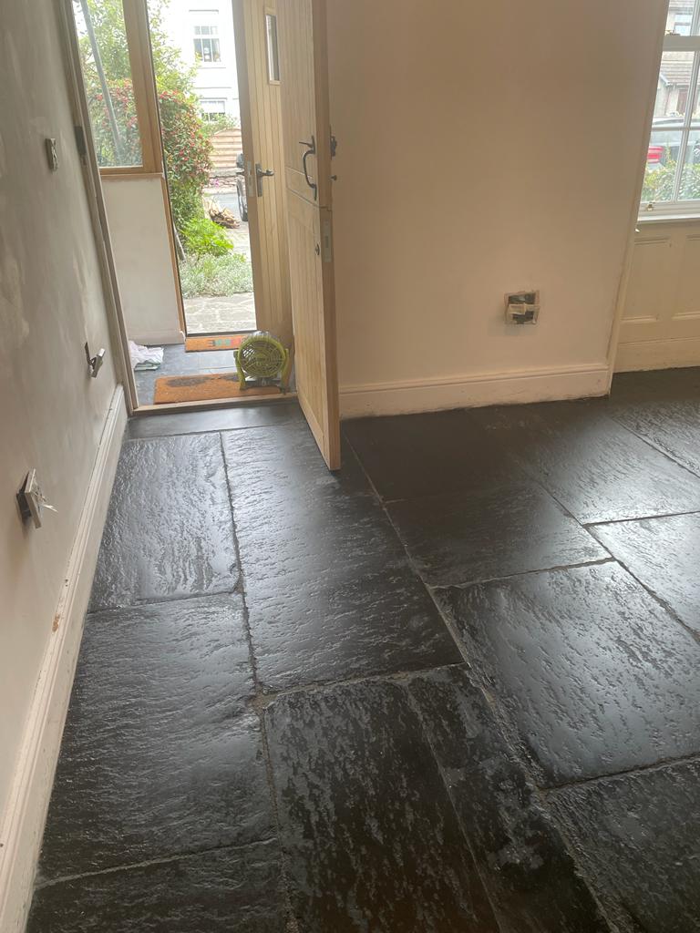 Black Slate Floor After Cleaning Grange-Over-Sands
