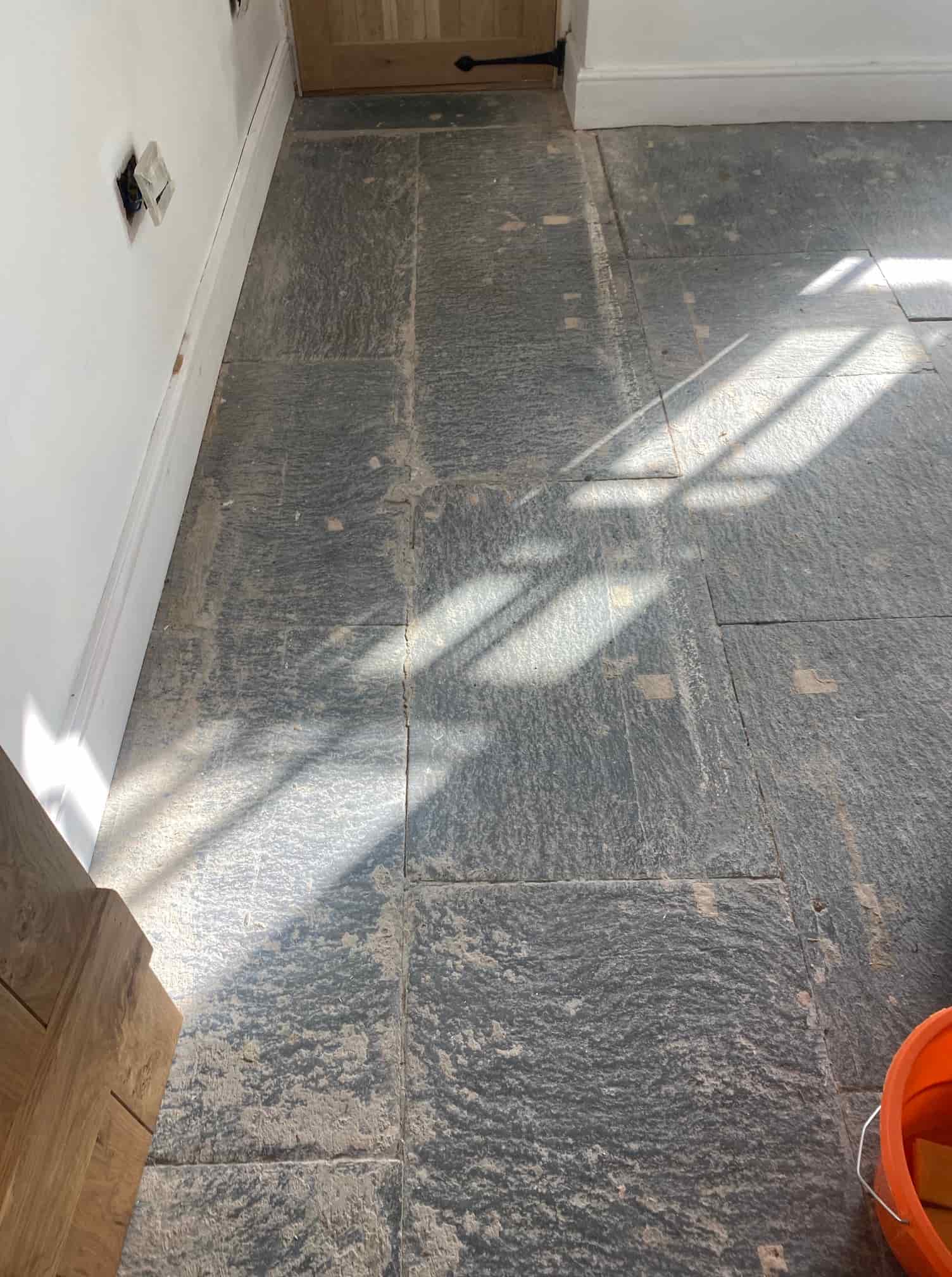 Black Slate Floor Before Cleaning Grange-Over-Sands