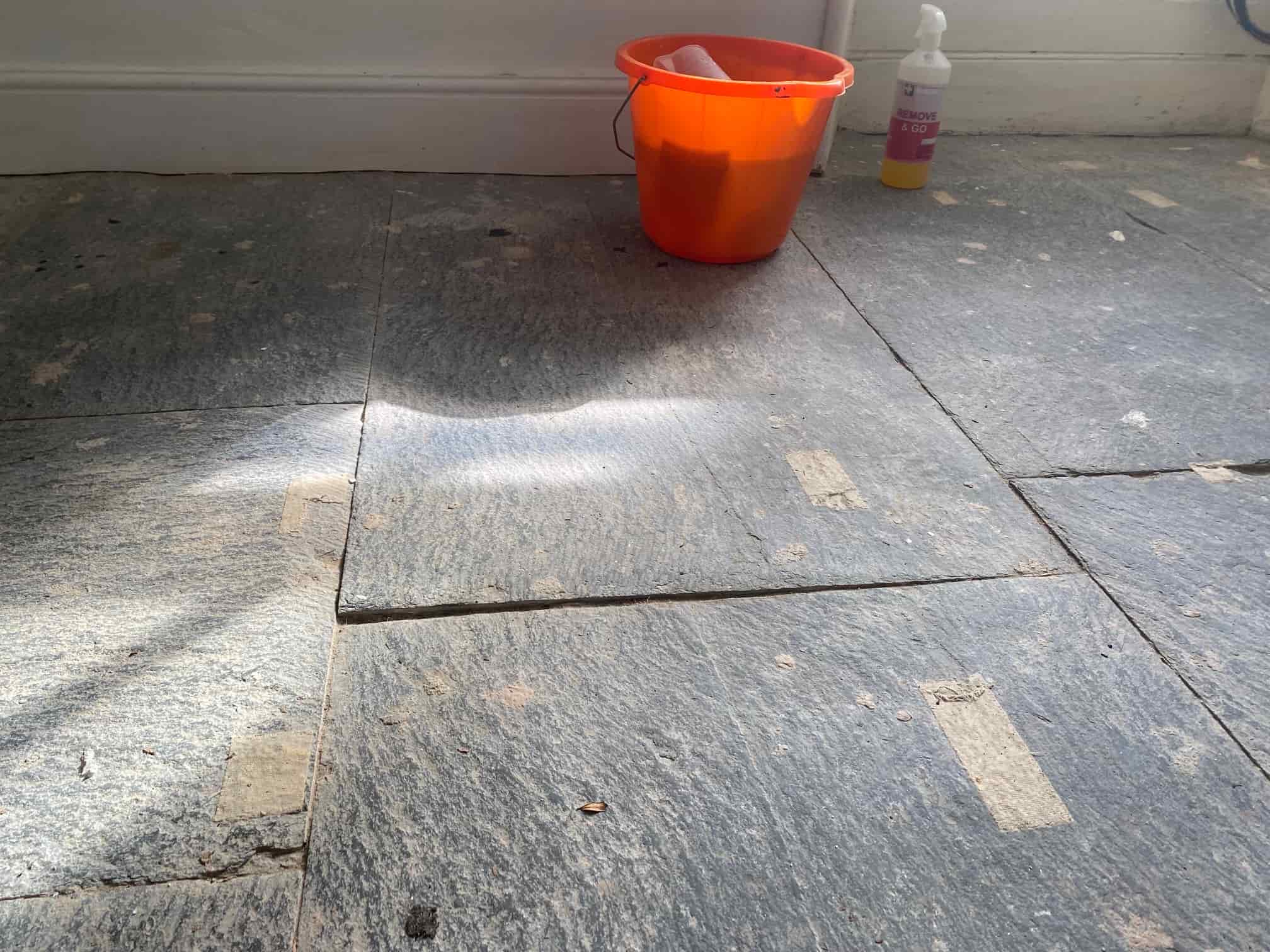 Black Slate Floor Before Cleaning Grange-Over-Sands