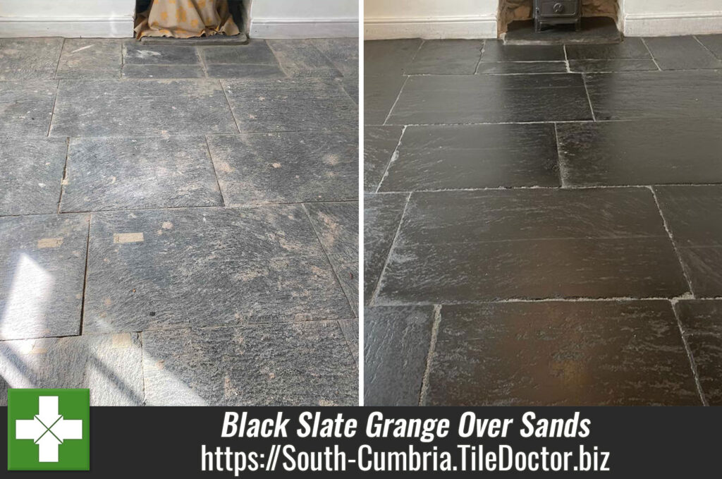 Old Black Slate Floor Restored Grange-over-Sands