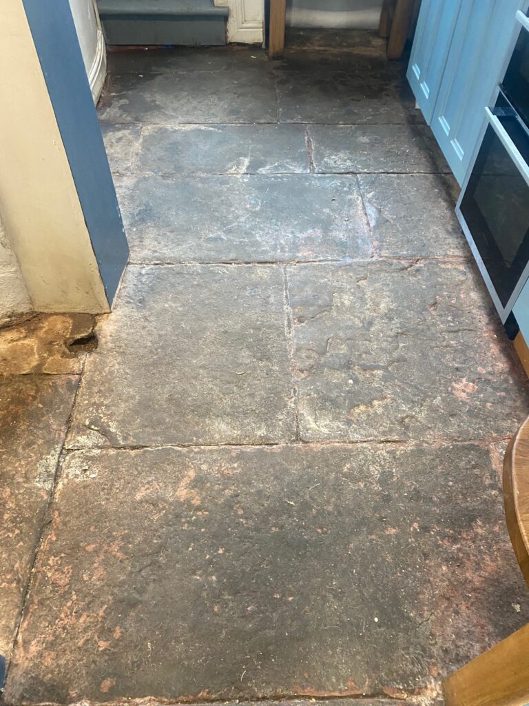 Black Flagstone Floor Before Renovation Kendal